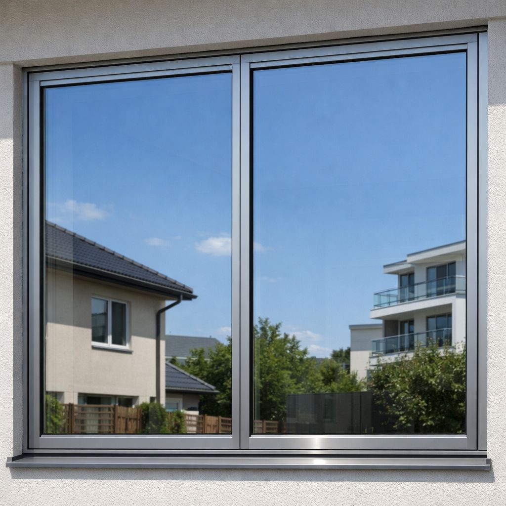 Zablokowany wgląd przez sąsiadów za pomocą folii okiennej lustrzanej lustro weneckie