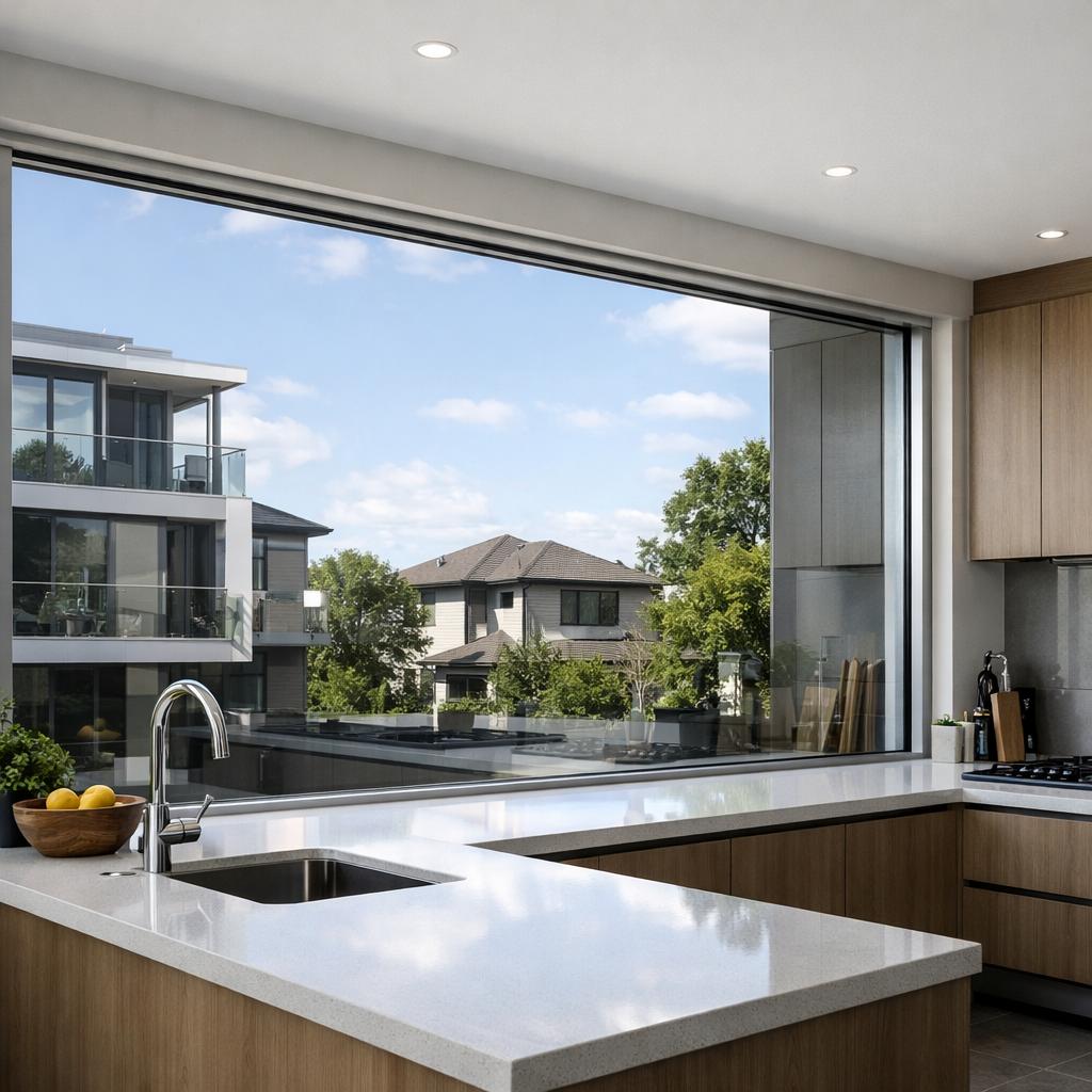 Folia lustro weneckie w kuchni zabezpieczająca przed wzrokiem przechodniów